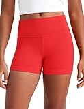 CRZ YOGA Mädchen Butterluxe High Waist Short Leggings Kinder Radlerhose Laufhose Sommer Sportleggings Kurz Hose Sport Gym Shorts Tiefrot M