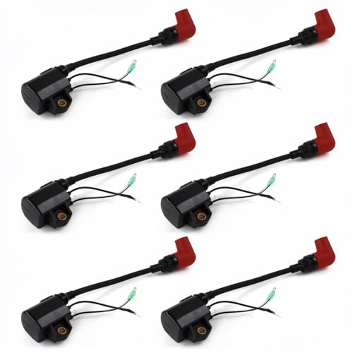 Ignition Coil 6R3-85570-01-00 6R3-85570-00-00, Compatible For Yamaha Outboard 100-225HP 2 Stroke Engines, 6PCS, Wear Parts 5t