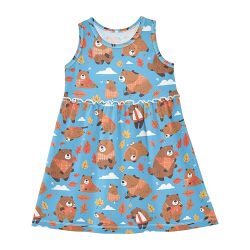 KLL Celebrate Holiday Canada Day Beavers Elements Little Girls Easter Dress Fashion Beach Sundress Summer Sleeveless