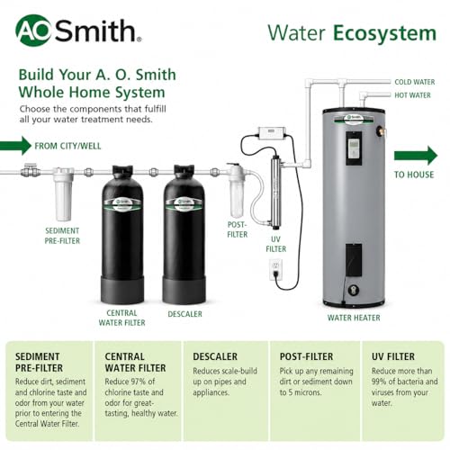 Image of AO Smith Whole House Salt-Free Descaler System - 600K Gallons or 6 Years - Water Conditioner System for City & Well Water Filters - 3 /4 inch Inlet /Outlet - AO-WH-DSCLR