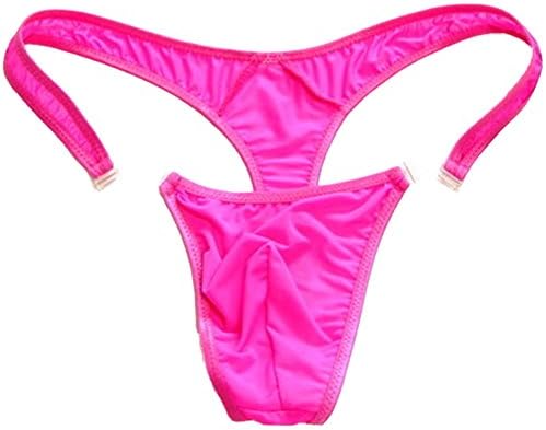 WenMei Men's Bikini Boxer Briefs trip Thongs G-string milk silk Underwear Shorts (Rose),Free size