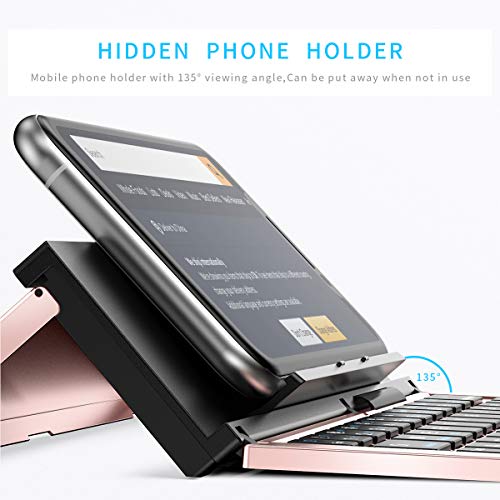 Geyes Folding Bluetooth Keyboard, Portable Travel Foldable Keyboard For Iphone Xs Max/X/14/13 /12/11 Plus Pro/Ipad/Ipad Mini 4, Samsung Android Tablet Smart Phone (Rose Gold) #TOP3