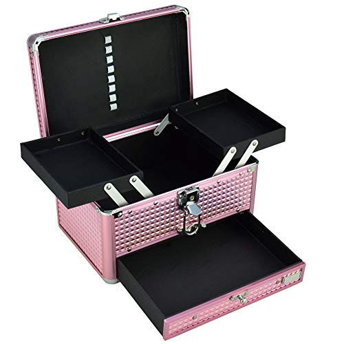 Maleta Para Maquiagem e Joias Frasqueira Luxo Rosa CBRN11124