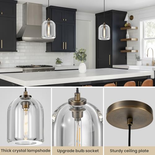 Image of Crystal Pendant Light Kitchen Island，Brass Hanging Pendants Lights