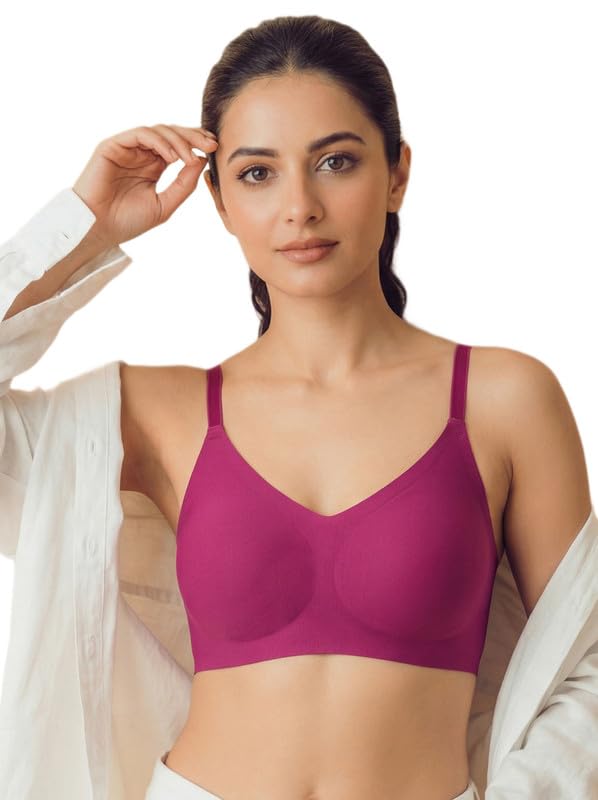 Image of Tweens Cotton Padded Bonded Bra for Women | Full Coverage Wire-Free Bra | Seamless No-Dig Comfort | Breathable Cotton | Elastic-Free Bottom Band & Side Wings | Pack of 1|