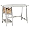 Signature Design by Ashley Mirimyn Farmhouse Home Office Small Desk with Basket, Antique White
