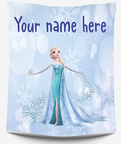Personalized Blanket for Girls Custom Princess Elsa and Anna Baby Girl Blanket for Room Decor Gifts for Girls Room Kids Blanket Princess (Princess Elsa, Flecee 50x60 inches)