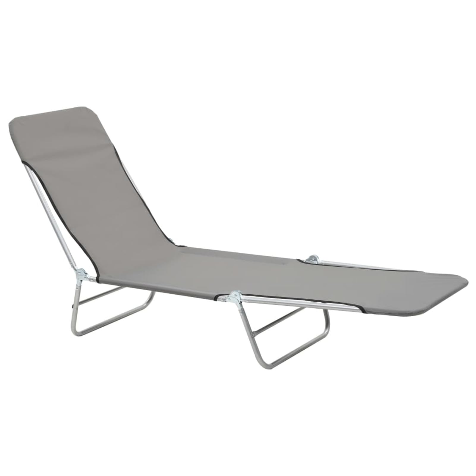 Homgoday Chaises Longues Pliables Lot de 2 Acier et Tissu Gris, Bain de Soleil de Jardin Dossier Réglable, Lit de Camping Transat de Relax pour Plage, Extérieur, Balcon, Terrasse