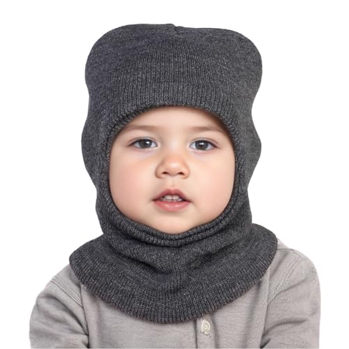 Zcargel Kids Winter Hat 2 in 1 Hat Scarf Neck Warmer Warm Knitted Beanies Caps for Boys Girls 6 Months-8 Year Cold Essentials