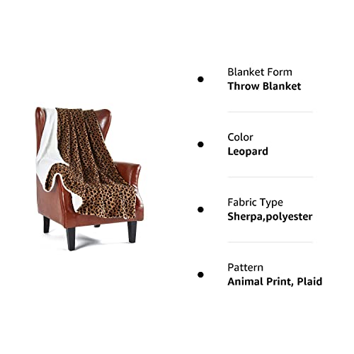 Merrylife Cheetah Sherpa Throw Blanket Leopard Print Plaid Couch | Ultra-Plush Decorative Soft Colorful | Plush Travel Chair Blanket Throws(60" 70",Leopard) #TOP7