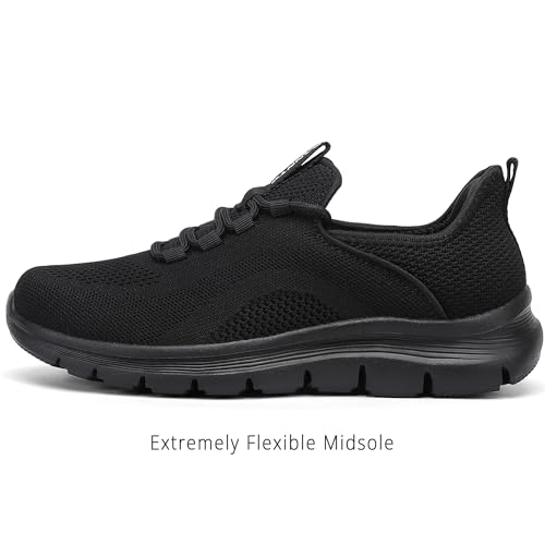 Image of Dannto Women's Running Shoes Hands-Free Slip On Breathable Knit Walking Sneakers Non-Slip for Work Gym & Casual