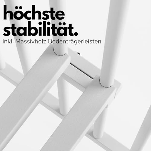 Sämann® Laufgitter 100x100 cm mit Matratze und Schlupfsprossen, stufenlos höhenverstellbar, Baby Laufstall, Buche, gummierte Rollen, Buche weiß lackiert
