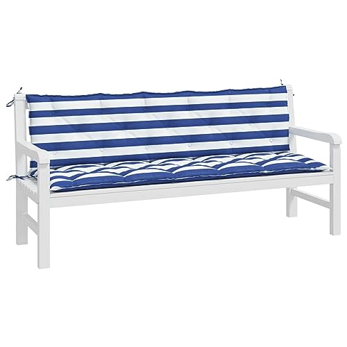 LAPOOH Bankauflagen 2 STK Sitzkissen Bank, Bankkissen, Sitzauflage Bank, Gartenbankauflage, Bench Cushion, Gartenbank-Auflage, Sitzpolster Outdoor, Blau & Weiß Gestreift 180x50x7 cm Stoff – Bild 4