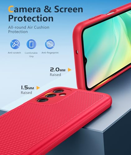 Image of FNTCASE for Galaxy A14-5G Phone Case: Samsung A14 5G Military Grade Drop Protection, 14ft Drop Tested, Screen Protector Included, Anti-Slip Matte Textured, TPU+PC Dual Layer Shockproof Cover (Red)
