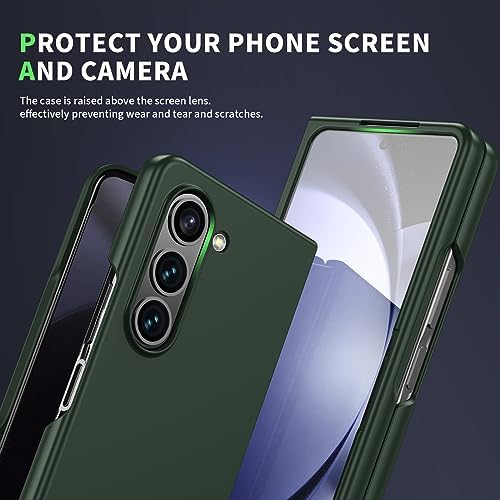 Vizvera Case for Samsung Galaxy z fold 5 (2023), Built-in Tempered Glass Screen Protectors, Matte Hard PC z fold 5 Phone Case, Lightweight, Anti-Scratch,Thin Slim Fit Cover for Samsung z fold 5-Green
