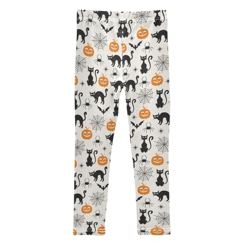 Girls Leggings Soft Toddler Ankle Length Bottoms Halloween Cat Spider Web Kids Dance Yoga Pants 4-10 Years2