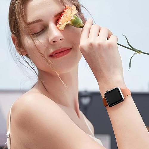 Image of Lerobo 6 Color Pack Bands Compatible with Slim Watch Bands for Apple Watch Women 45mm 44mm 42mm 46mm, Thin Narrow Sport Strap for iWatch Apple Watch Series 11 10 9 8 7 6 5 4 SE 3 2 1