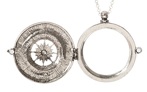 Artisan Owl Compass 4x Magnifying Glass Sliding Top Pendant Necklace, 30"2