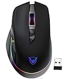 PICTEK Mouse Gaming Wireless RGB Ricaricabile, Mouse da Gaming Wireless & Cablato di Type C a Doppia...