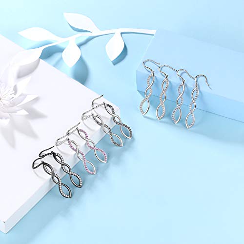 Jewmon 925 Sterling Silver Infinity Drop Dangle Earrings for Women Cubic Zirconia Endless Symbol Infinity Love Hoop Earrings Elegant Wedding Earrings Fine Jewelry Bridesmaid Christmas Day Gift for Her4