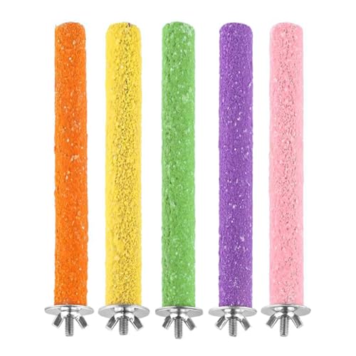Tiardey 5 uds Soporte para pájaros Perchas de Madera para Loros Soporte para Percha para pájaros Perchas para jaulas de pájaros Palo de pie Soportes para Juegos de pájaros