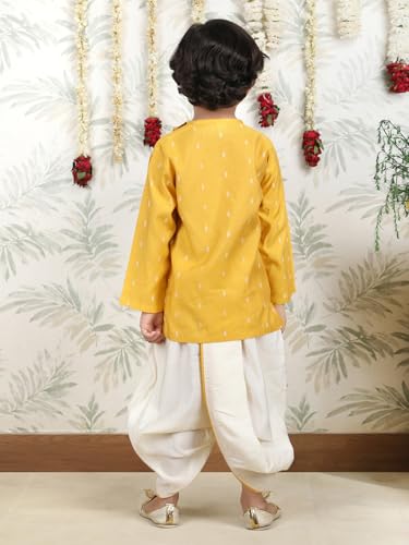Image of POLKA TOTS Elegant Traditional Dhoti Kurta Set for Baby Boys & Toddlers - Ultra-soft Cotton Ethnic Dress for Festivals and Weddings | Premium Angrakha Style Ethnic Wear