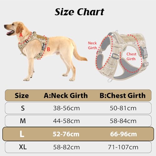 HEELE Hundegeschirr, Metall Taktisches Geschirr, Taktische Hundeweste, Service Hundegeschirr, MOLLE Sicherheitsgeschirr, Brustgeschirre für Hunde, Laufgeschirre für Hunde, Camouflage Braun, L