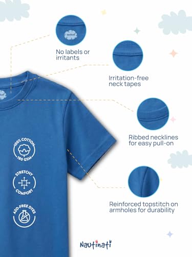 Image of Nautinati Boys 100% Cotton Full Sleeve Printed T-Shirt | Age 1-5 Years
