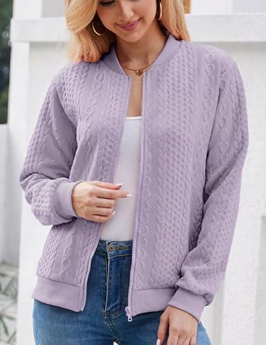 Image of Larmliss Women's Zip Up Cardigan Sweater Hoodies Long Sleeve Jacket Crewneck Casual Outerwear Spring Fall Trendy Coat Outfits