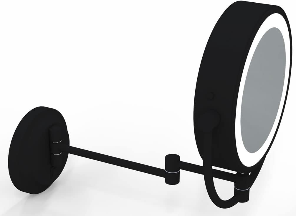 Matte Black Hardwired 3,500k/5,500k LED 5x/1x Makeup Mirror