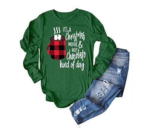 Christmas Movie Coffee T-Shirt Women Short Sleeve Novelty Graphics with Saying Funny and Cute Tee Tops (XXL, Green#1)