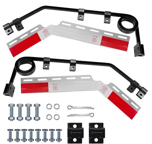 Image of Angled Mud Flap Hangers 2 coils Damping Spring with Aluminum Mud Flap Reflector Fender Reflective Tape for Heavy Duty Semi Trucks Trailers