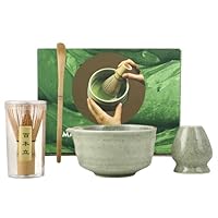 Matcha-Set - Matcha Besen Set - 4-teiliges Matcha-Tea-Set, Matcha-Besen, Matcha-Schale, Chasen und Matcha Löffel - Matcha Zubehör für die Teezeremonie - Geschenk in Grün für Zuhause und Büro