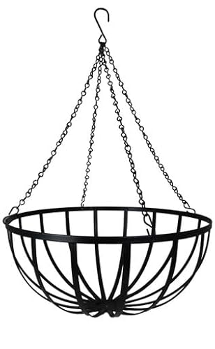 Garden Artisans 22 Inch Commercial Hanging Basket - Single - Black PVC Coated Steel