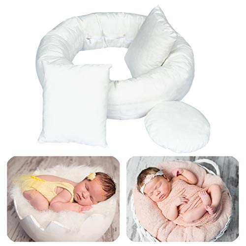 4PC Newborn Photography Props Posing Pillow Set Professional Baby Photo Shoot Posing Aid 1pc White Donut +3 pcs Posing Pillow Photograph Shoot Set for 0-3 Months Baby White by LYXIHAP - Used condition - US$22.22