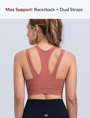 Image of Yvette Front Closure High Support Sports Bras for Women Double Straps Plus Size Sports Bra with Sewn in Pads