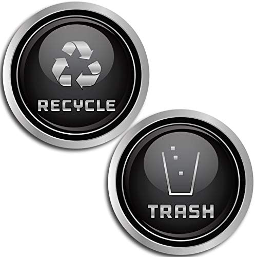 Recycle and Trash Logo Symbol - Elegant Golden Look for Trash Cans, Containers, and Walls - Laminated Vinyl Decal (X-Small - 2.75in x 2.75in, Silver Grey - Magnetic)