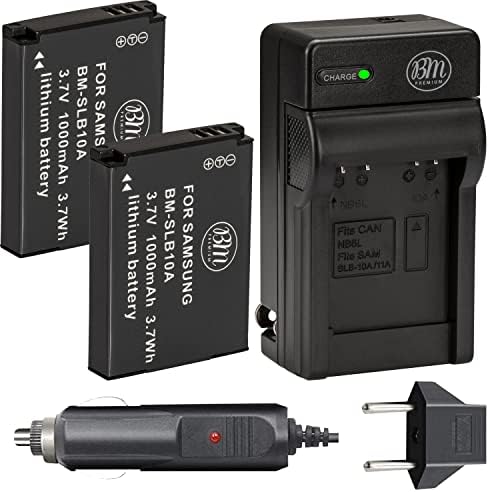 BIG MIKE'S ELECTRONICS BM Premium Pack of 2 SLB-10A Batteries and Battery Charger for Samsung EX2F HZ15W SL202 SL420 SL620 SL820 WB150F WB250F WB350F WB750 WB800F WB850F WB1100F Digital Cameras