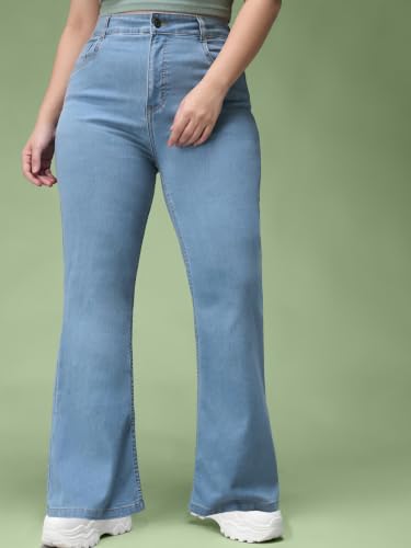 Image of Miss Chase A+ Women's Wide Leg High Rise Regular Length Stretchable Denim Jeans
