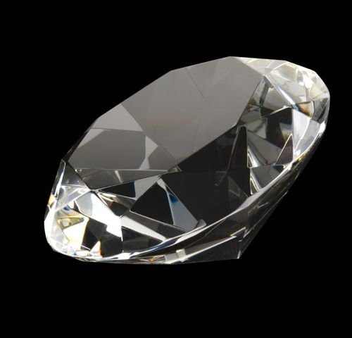 1 X WHITE (CLEAR) GLASS DIAMOND SHAPED PAPERWEIGHT 3.15 INCHES (80 MM)