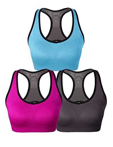Image of Match Women's Seamless Racerback Sports Bra with Removable Pads Strappy Workout Bra Top for Yoga Gym Running Fitness (New Size)