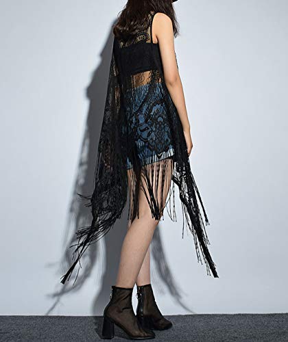 Sexy Lace Cardigan Women Vest Casual Hollow Out Perspective Plus Size Irregular Long Beach Elegant Tops Waistcoat4