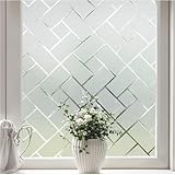 Coavas Privacy Brick Window Film Static Clings Glass Film Frosted Window Film Privacy Glass Film for Home &Office Anti UV/Heat Insulation/Privacy (17.7 by 118 inches)