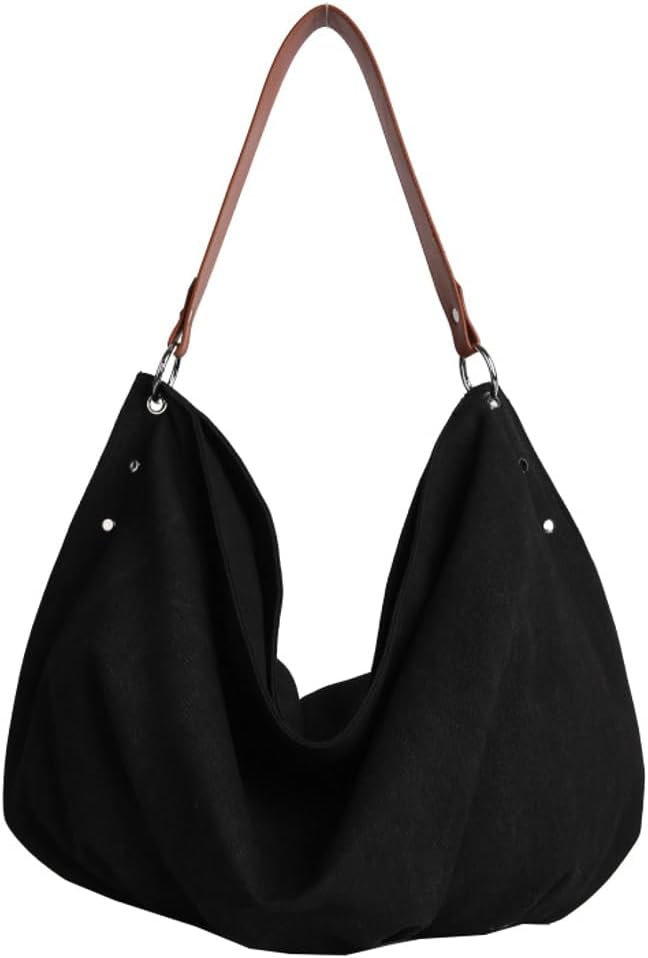 Large Canvas Hobo Bags Women Slouchy Crescent Crossbody Shoulder Bag Retro Underarm Satchel Purse Work Travel Tote Handbag