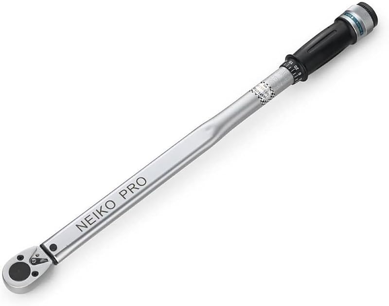 Neiko PRO 03709B Llave dinamométrica con accionamiento de 1/2 pulgada, llave dinamométrica de clic ajustable de 25 pulgadas, fabricada con acero cromo vanadio CrV, SAE