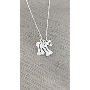   Custom-Dog-Bone-Memorial-Necklace-With-925-Sterling-Silver-Paw-Print-Charm-Memorial-Necklace-With-Personalized-Names-For-Dog-Lovers-Pet-Jewelry-Puppy-Animal-Pendant