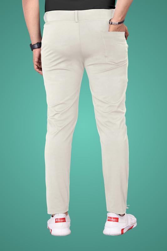 Image of Men Fit Stretch Trousers with Side Pockets | 2-Button Closure | Soft Lycra Blend for Casual & Formal Use