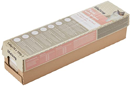 Marca Amazon - Lifelong, Comida para gatos - Paté con salmón, 100g, paquete de 16