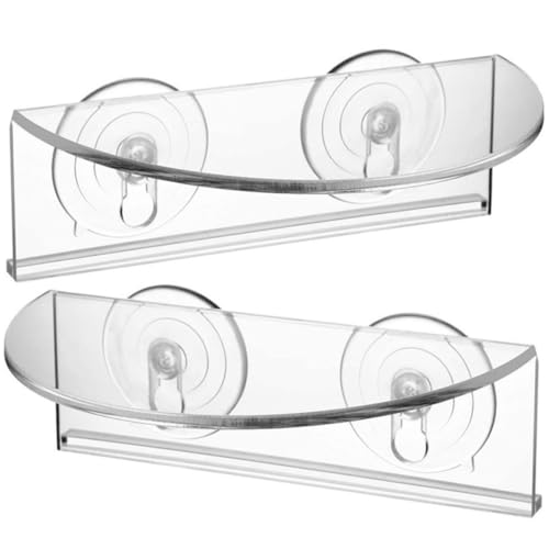 Étagère murale en acrylique transparente 2pcs ventouses gain de place - 2