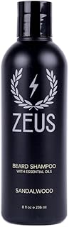 ZEUS Beard Shampoo Wash, Infused with Green Tea & Natural Ingredients to Cleanse and Soften Beard – 8 oz. Made in USA – Sandalwood